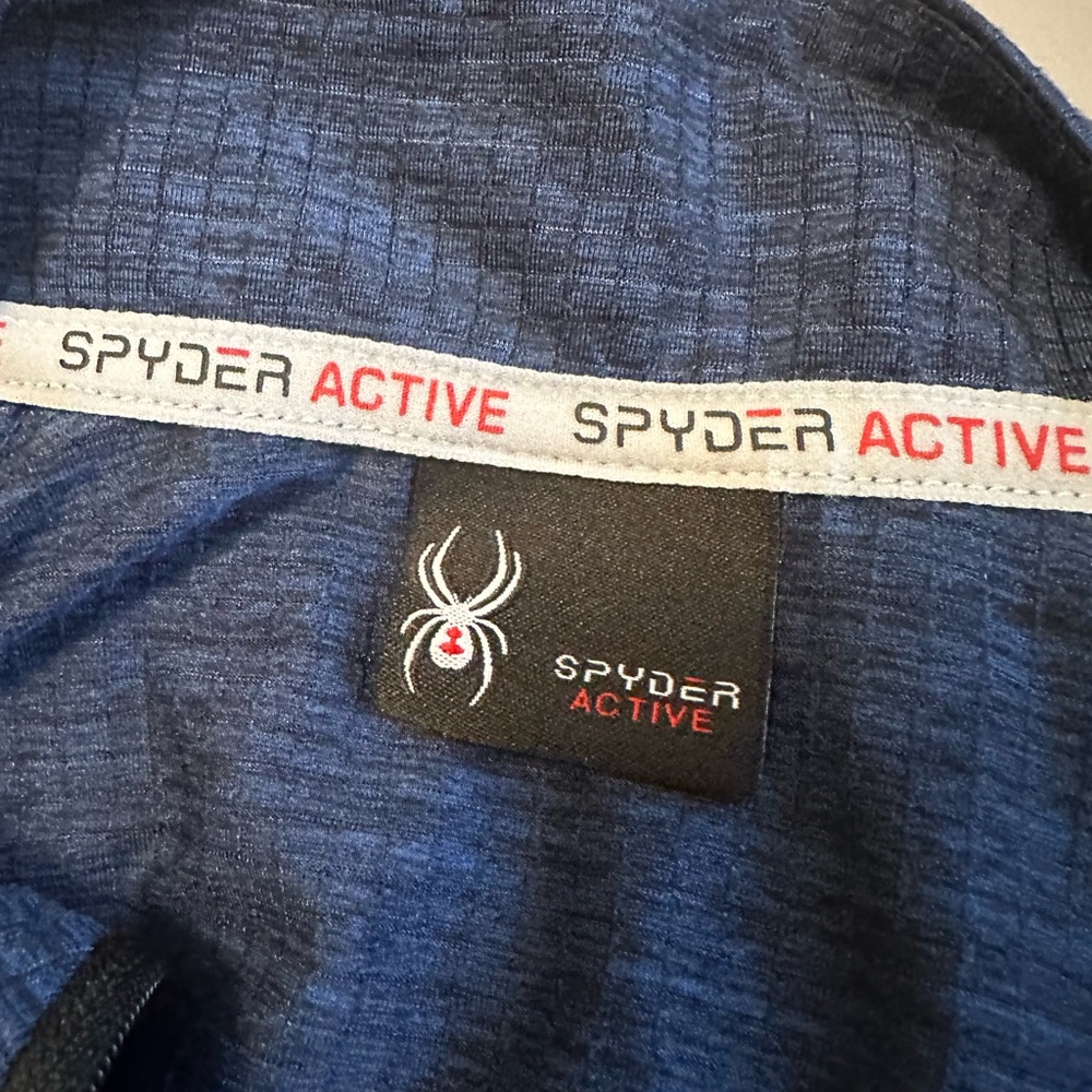 Spyder Mens 1/4 zip Size Large long sleeve pullover blue - Picture 2 of 9